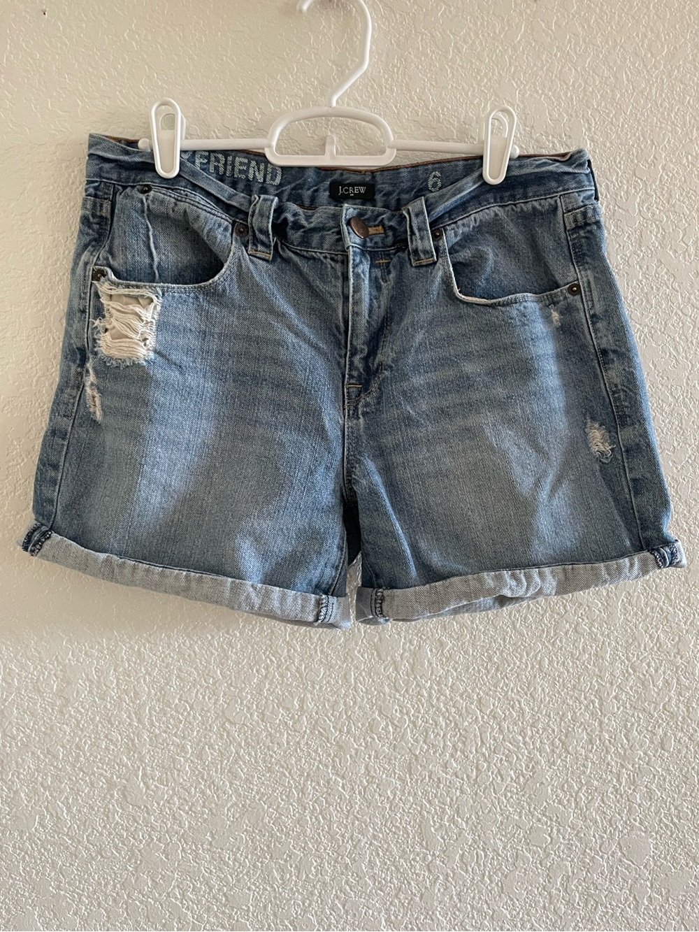 J. Crew Boyfriend Mid-Rise Distressed Denim Shorts size 6